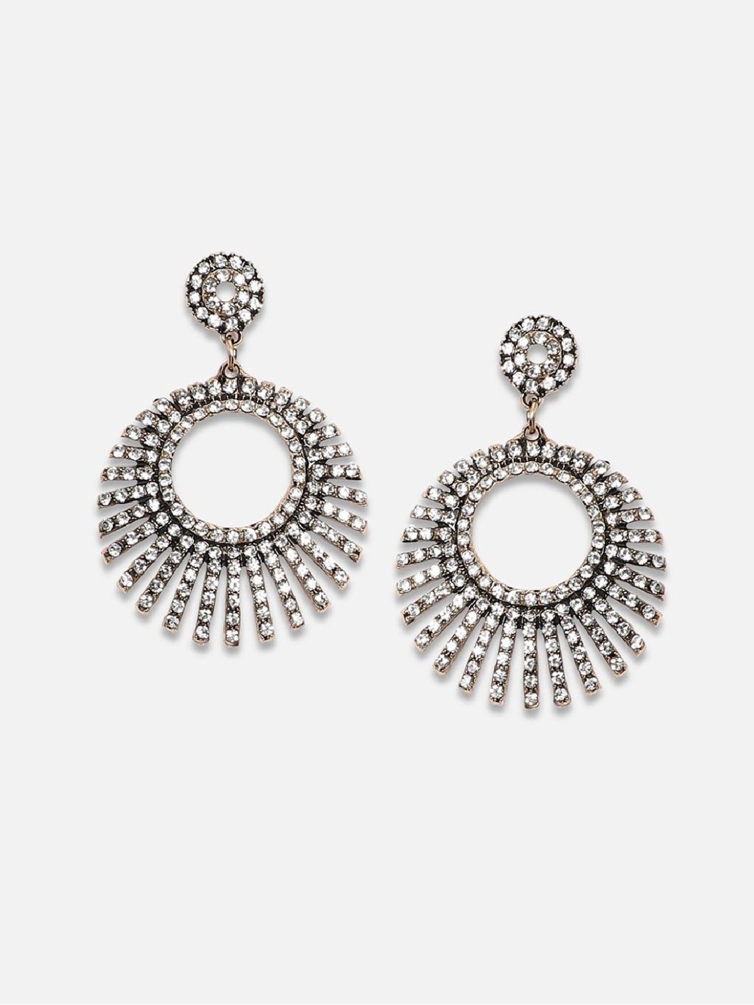 Sohi Women's Hollow Circular Drop Earrings  Chalice Silver