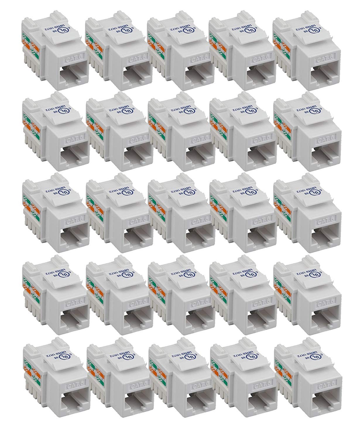 iMBAPrice (25-Pack) Cat6 RJ45 Punch-Down Keystone Jack in (White)