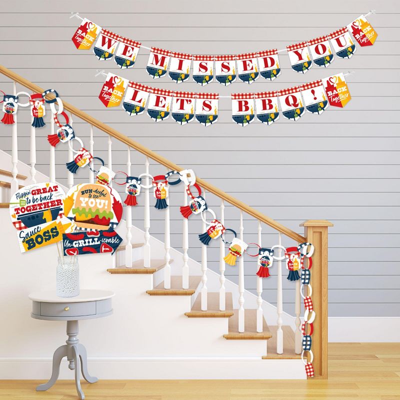 Big Dot of Happiness Missed You BBQ - Banner and Photo Booth Decorations - Backyard Summer Picnic Party Supplies Kit - Doterrific Bundle