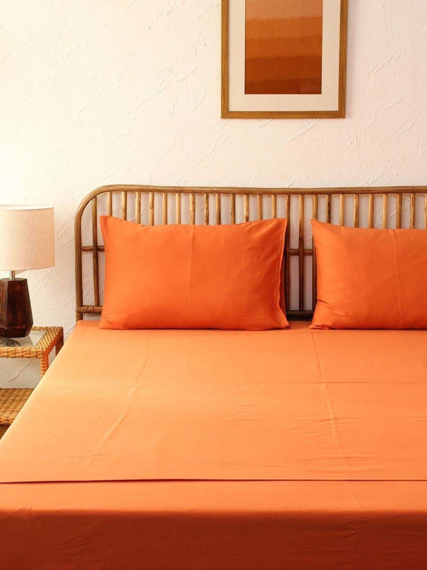House This Piyambu Rust Cotton 180 TC Single Bedsheet with 1 Pillow Cover