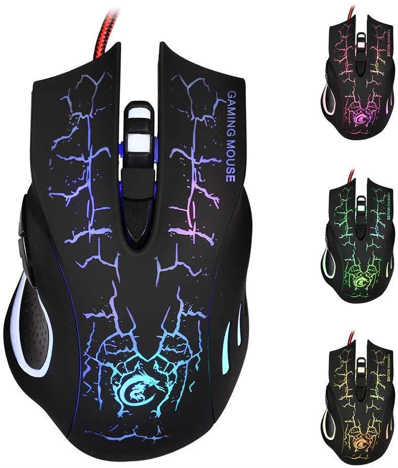 Docooler J10 Keyboard Mouse Combo Colorful Adjustable LED Color Backlit Ergonomic Gaming Keyboard with Mouse Set for Gaming Fans