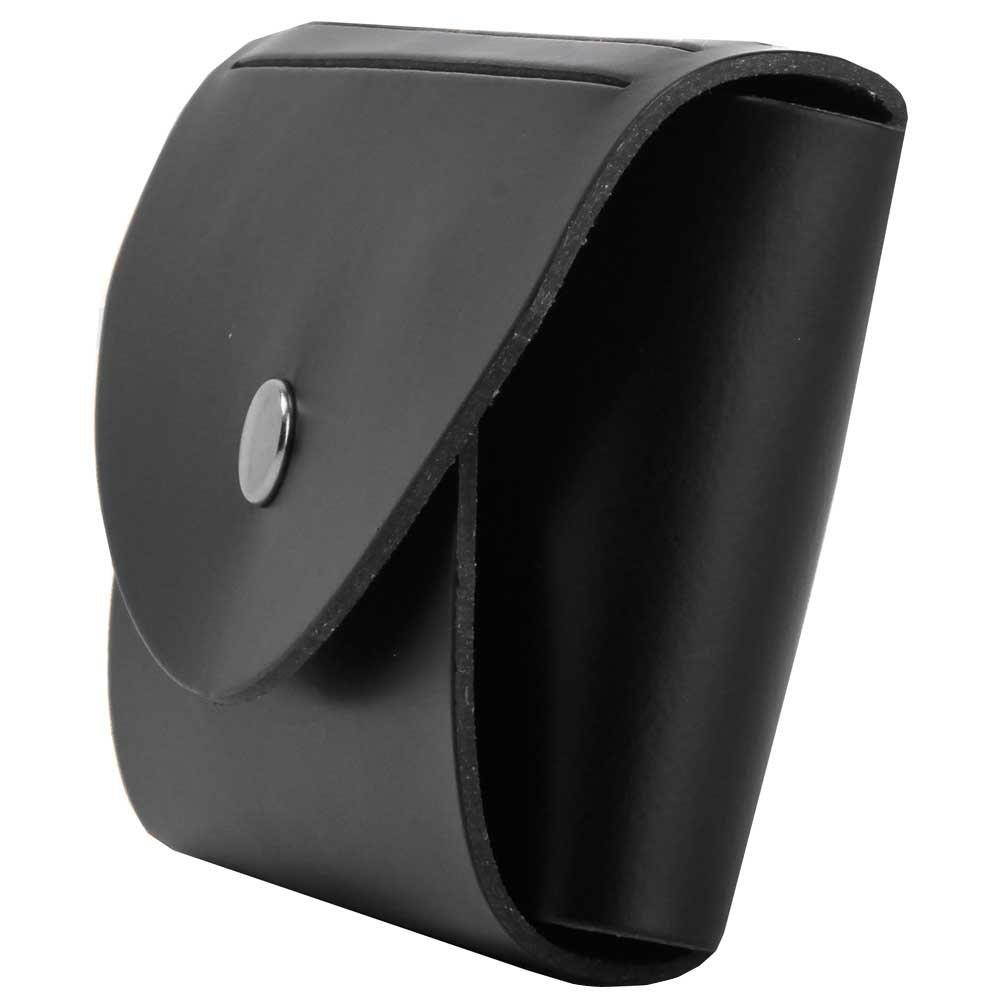 JAM PAPER Italian Leather Business Card Holder Case with Round Flap - Black - Sold Individually