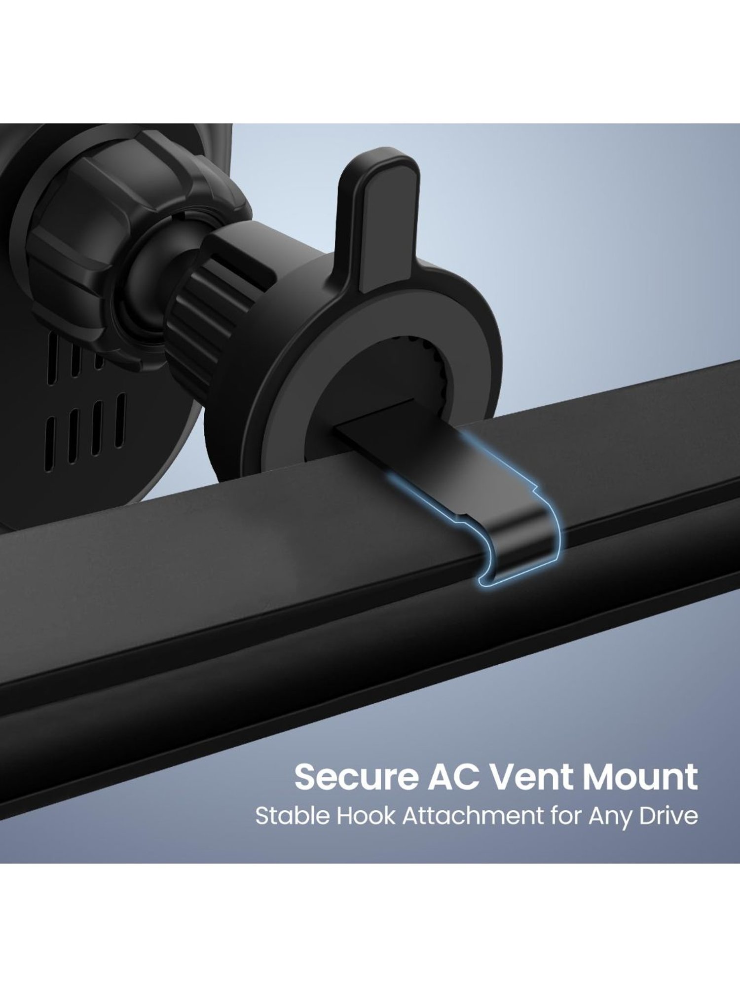 Portronics Charge Clamp 4 Wireless Car Charger with 15 W, 360 Degree Rotation (Black)