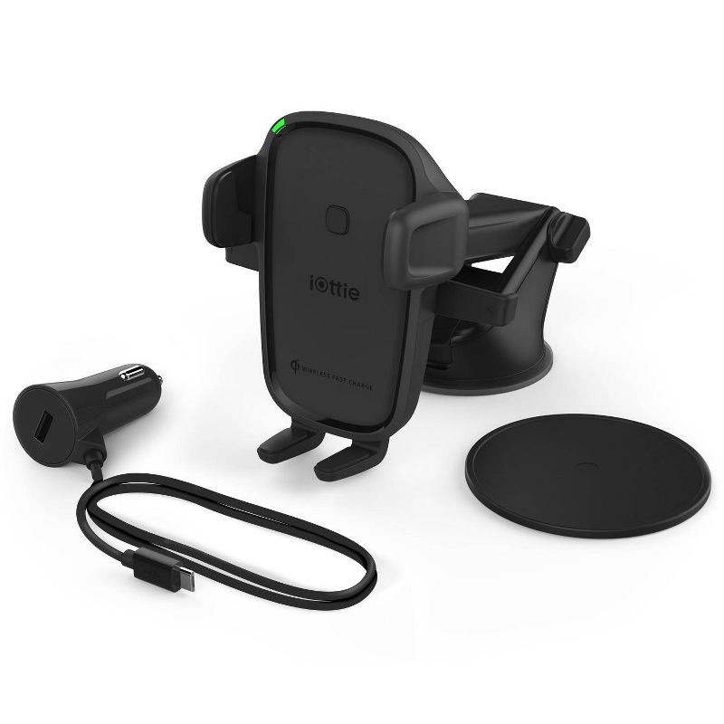 iOttie Easy One Touch Wireless 2 Car & Desk Mount with 10W Qi Wireless Charging Mount - Black