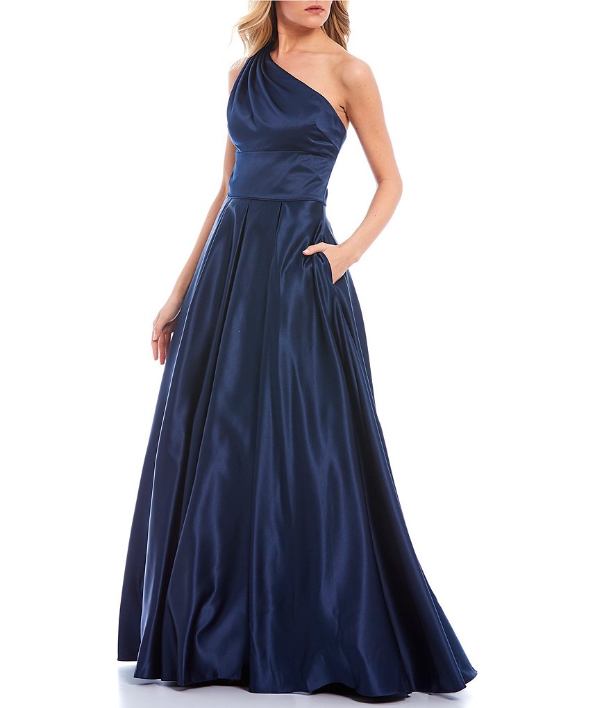 Blondie Nites One-Shoulder Satin Ball Gown