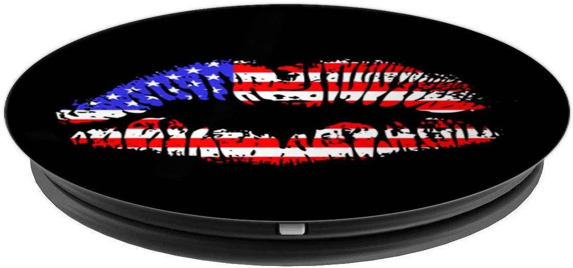 American Flag Lips Kiss Pop Socket Patriotic Stars & Stripes