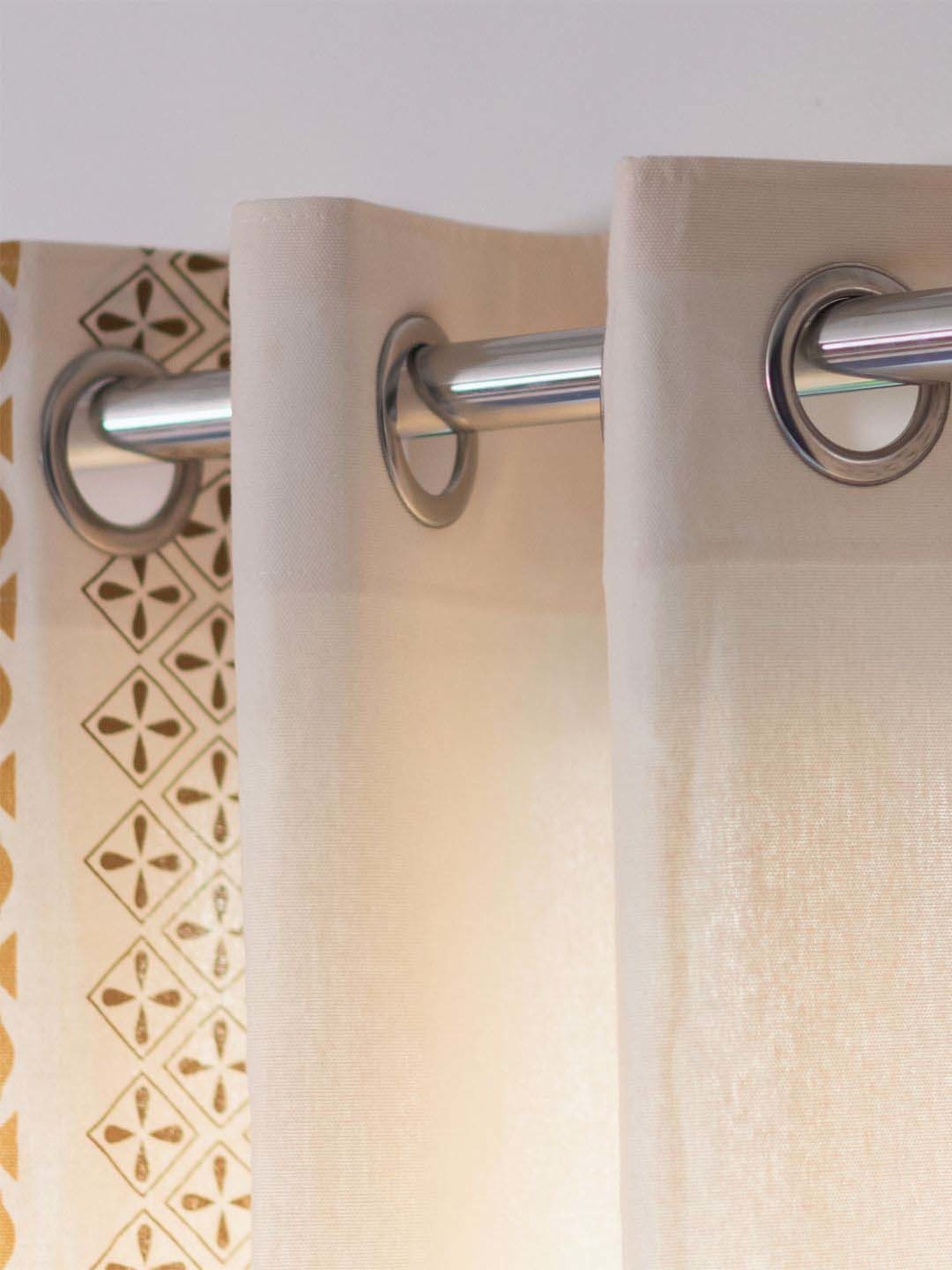 Urban Space Taupe Cotton Door Curtain With Tieback & Eyelet - Set of 2