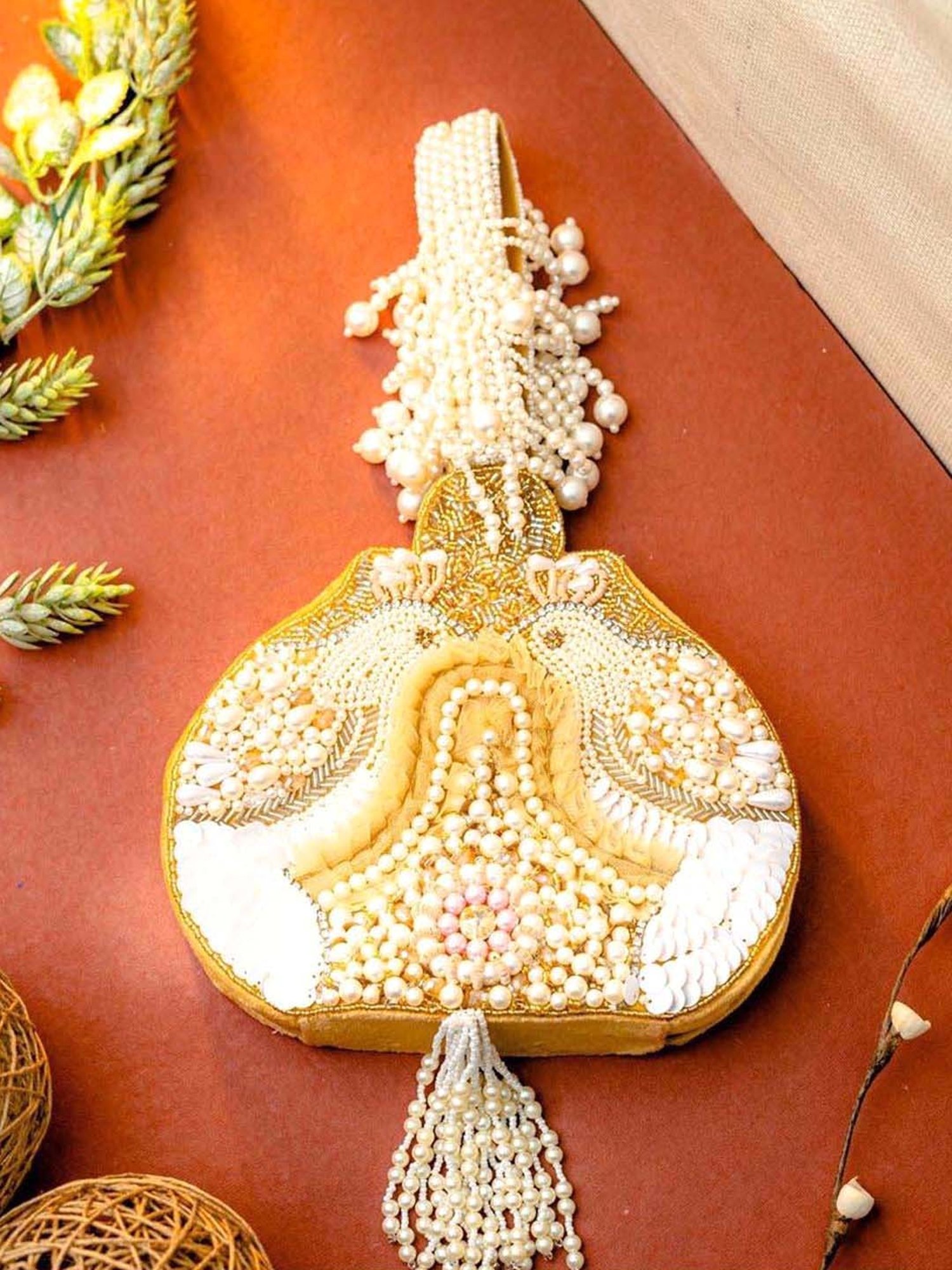 NR by Nidhi Rathi White Fabric Potli