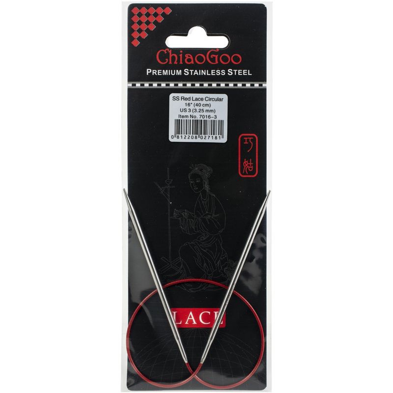 ChiaoGoo Red Lace Stainless Circular Knitting Needles 16"  -Size 3/3.25mm