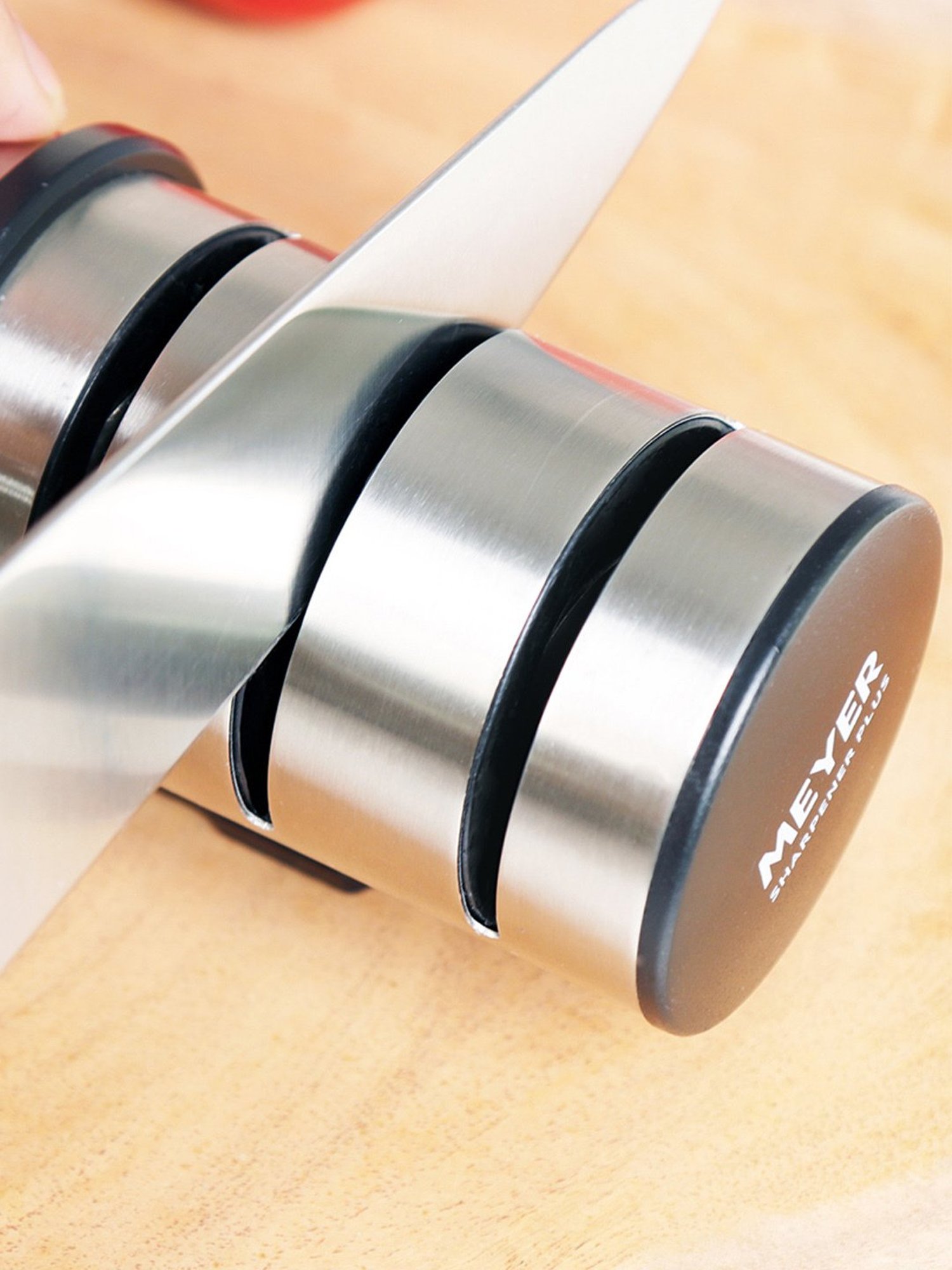 Meyer Stainless Steel Knife Sharpener 3 Stage Sharpening Tool for Kitchen