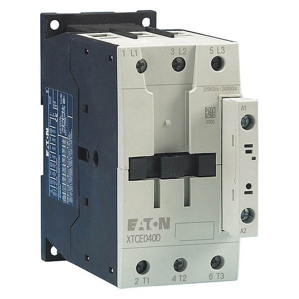 EATON XTCE040D00E IEC Magnetic Contactor, 3 Poles, 208V AC, 40 A, Reversing: No