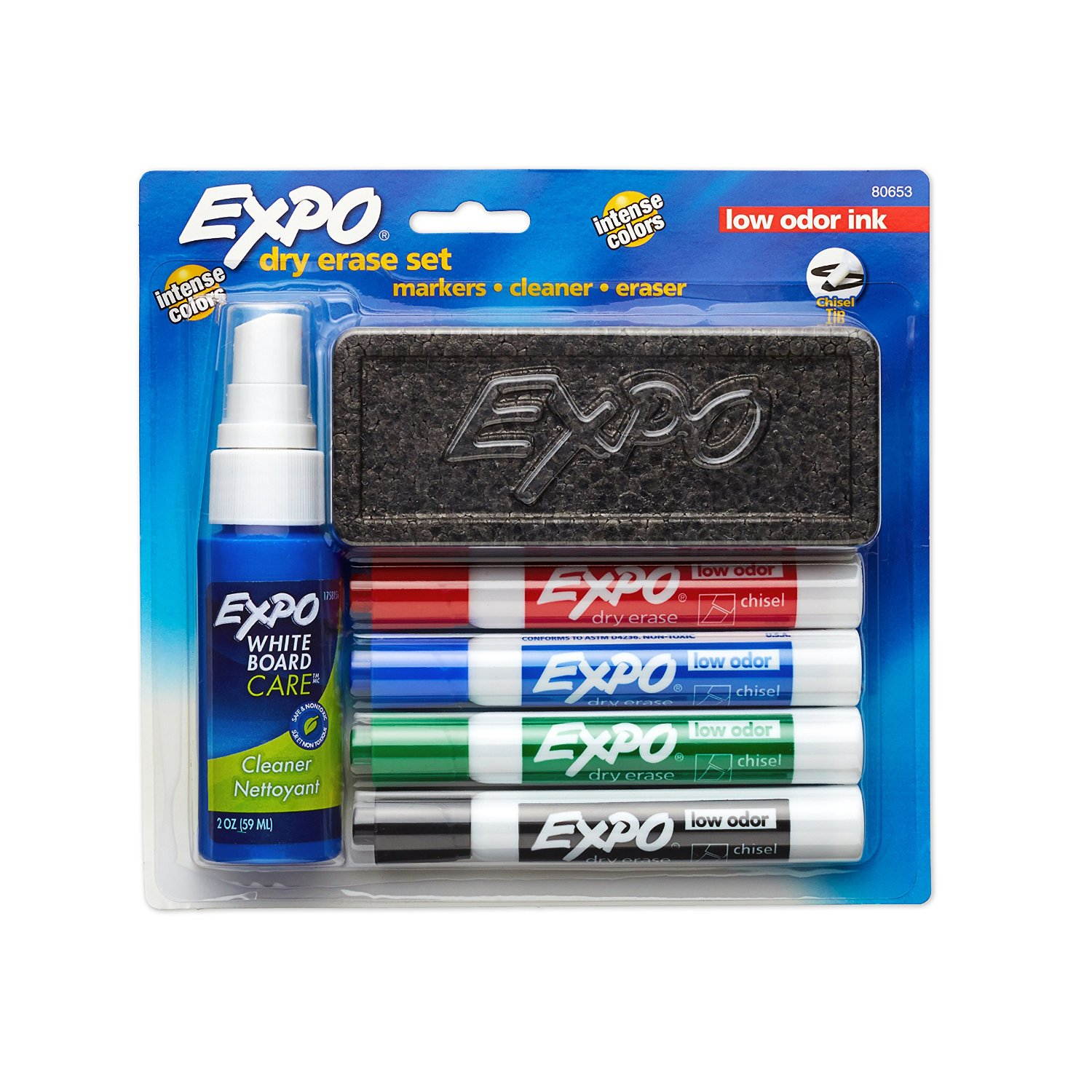 Expo Low-Odor Dry Erase Set, Chisel Tip, 6-Piece, Assorted Colors