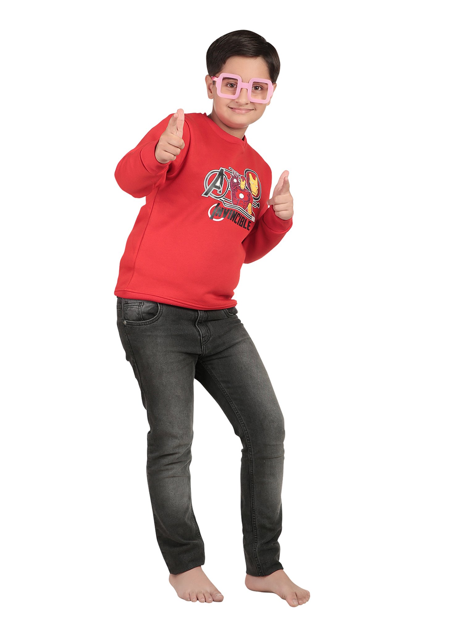 Bodycare Kids Red Printed Full Sleeves Sweatshirt