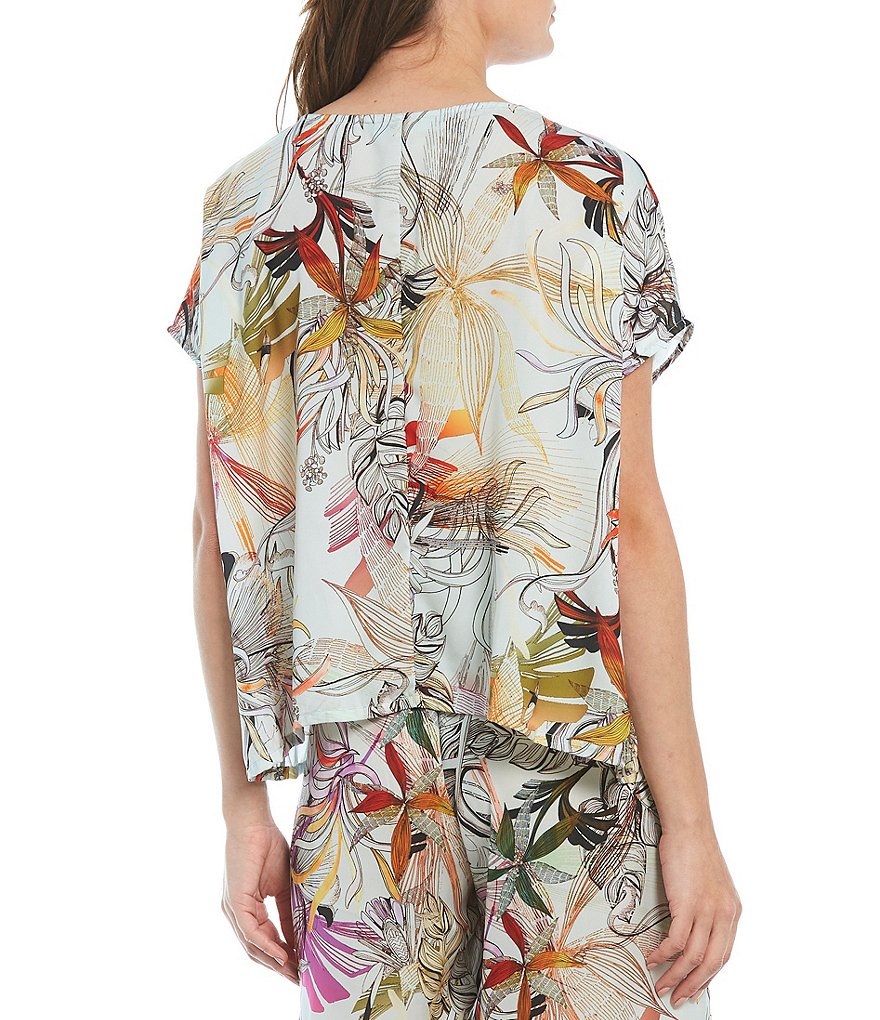 Bryn Walker Bess Cap Sleeve Boxy Floral Print Coordinating Tunic