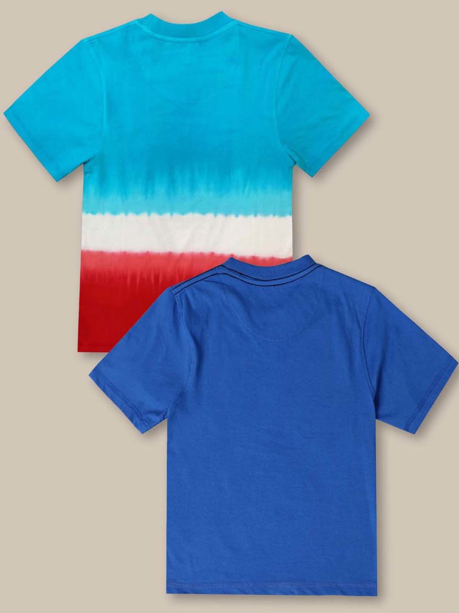 Kidsville Blue & Red Cotton Printed T-Shirt