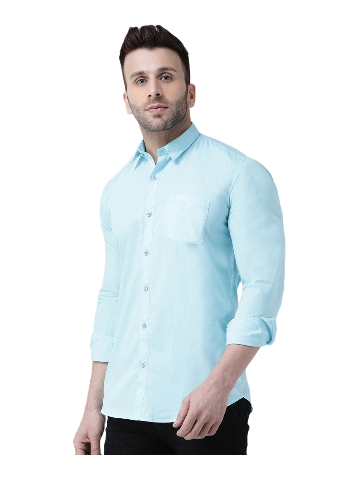 Hang Up Blue Cotton Slim Fit Shirt