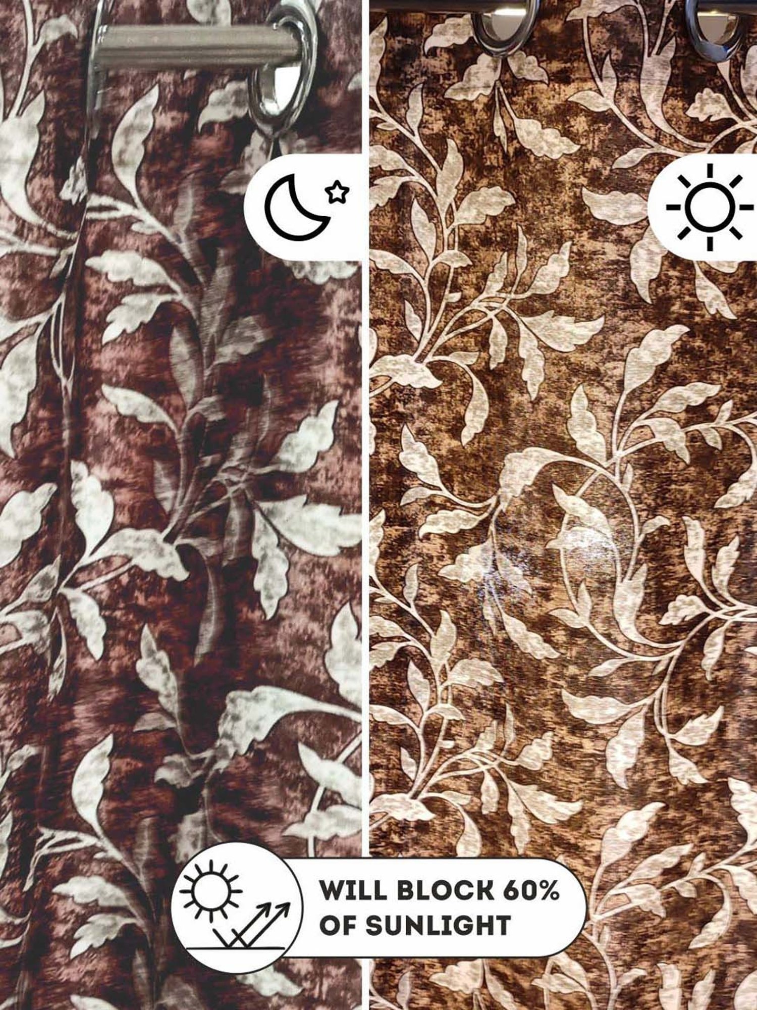 Bianca VILLA C`ESTA Brown Faux Silk 5 Ft. Window Curtain