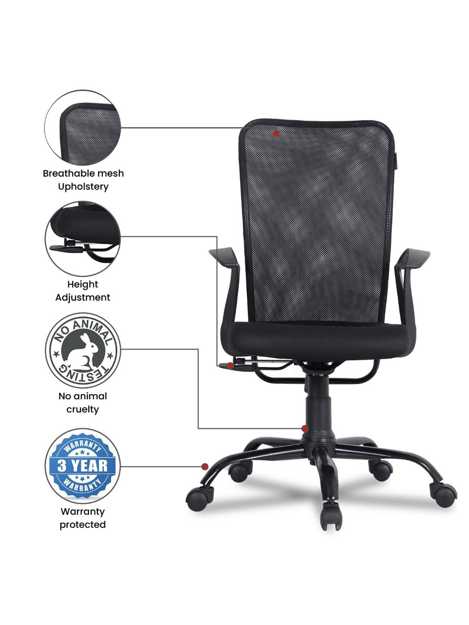 Durian Chaste Black Fabric Executive Chair