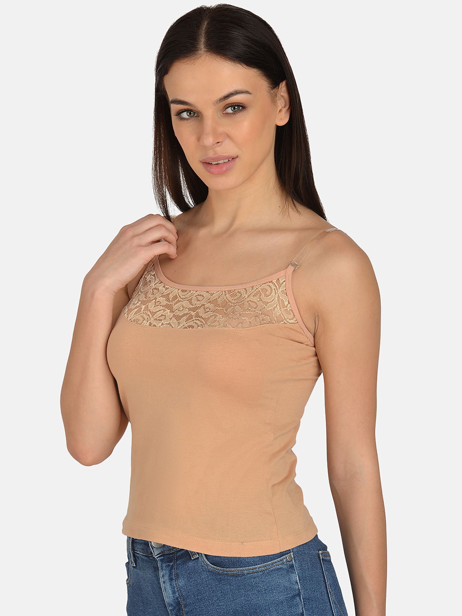 Mod & Shy Beige Lace Camisole