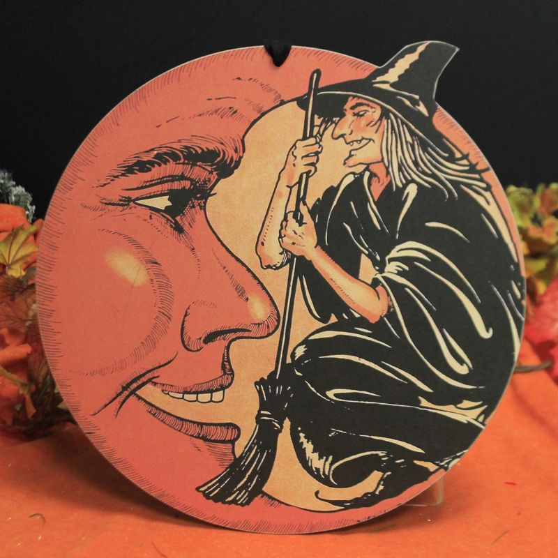 Halloween 16.0" Witch Moon Wall Decor Broom Spooky  -  Wall Sign Panels