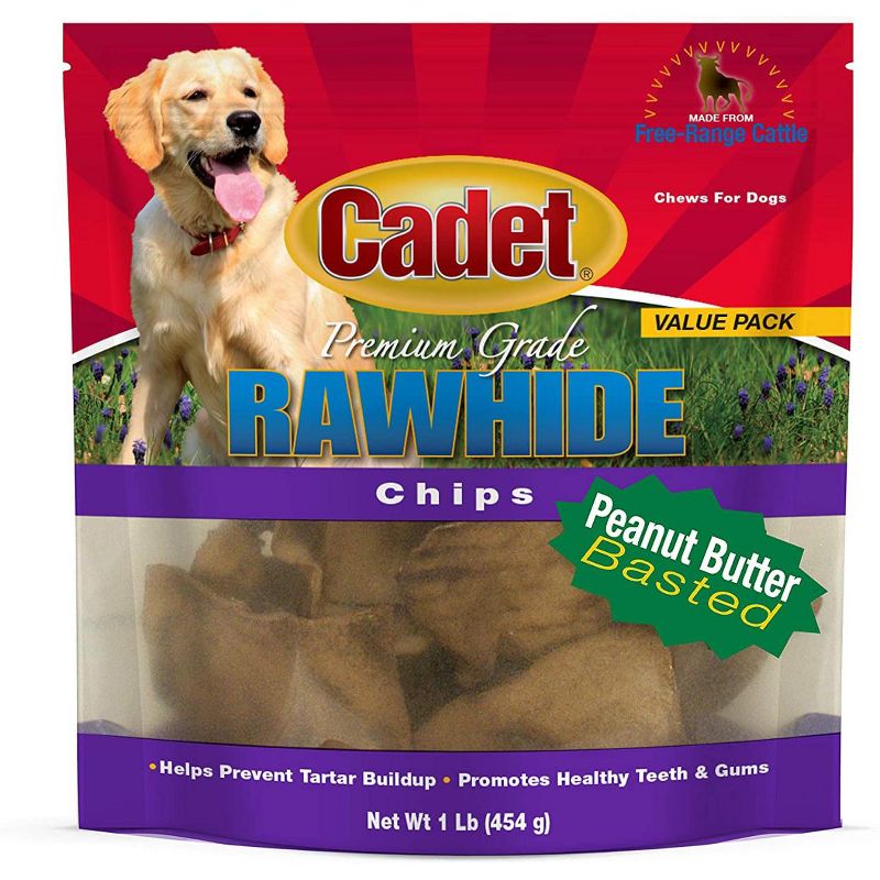 Cadet Rawhide Peanut Butter Basted Chips (1 lb Pack)