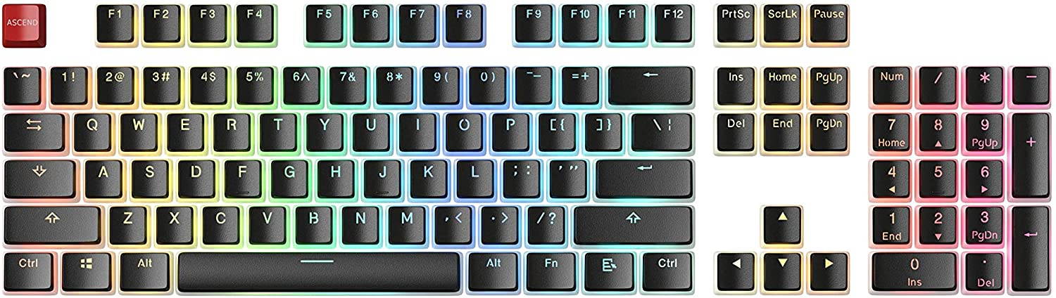 Glorious Aura Keycaps for Mechanical Keyboards - PBT, Pudding, Double Shot, Black, Standard Layout | 104 Key, TKL, Compact Compatible (Aura (Black))-Keycaps ONLY