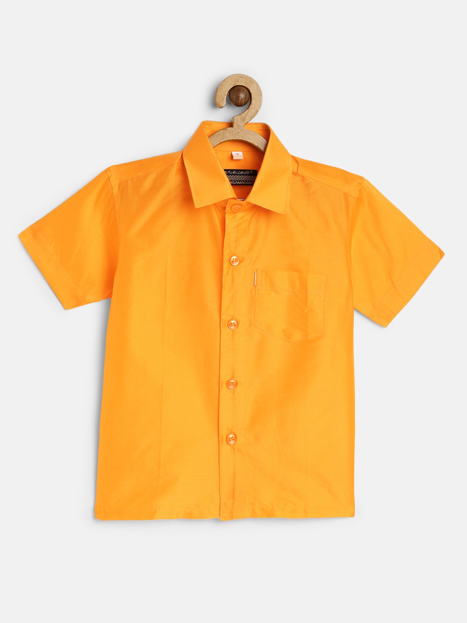 THANGAMAGAN Kids Yellow Solid Shirt