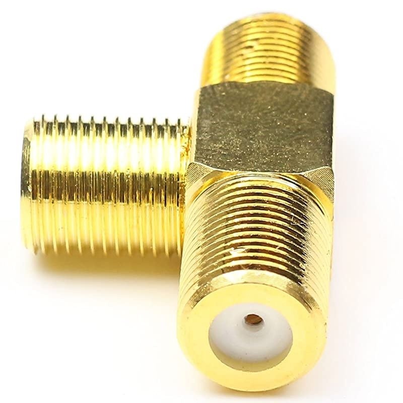 F Female Coax Cable Connectors, F Type Coaxial Splitter 3 Way TV Combiner Splitter Female to 2 Female Adapters for TV Video VCR Antenna TV Cable Satellite Tuner Antenna 5Packs