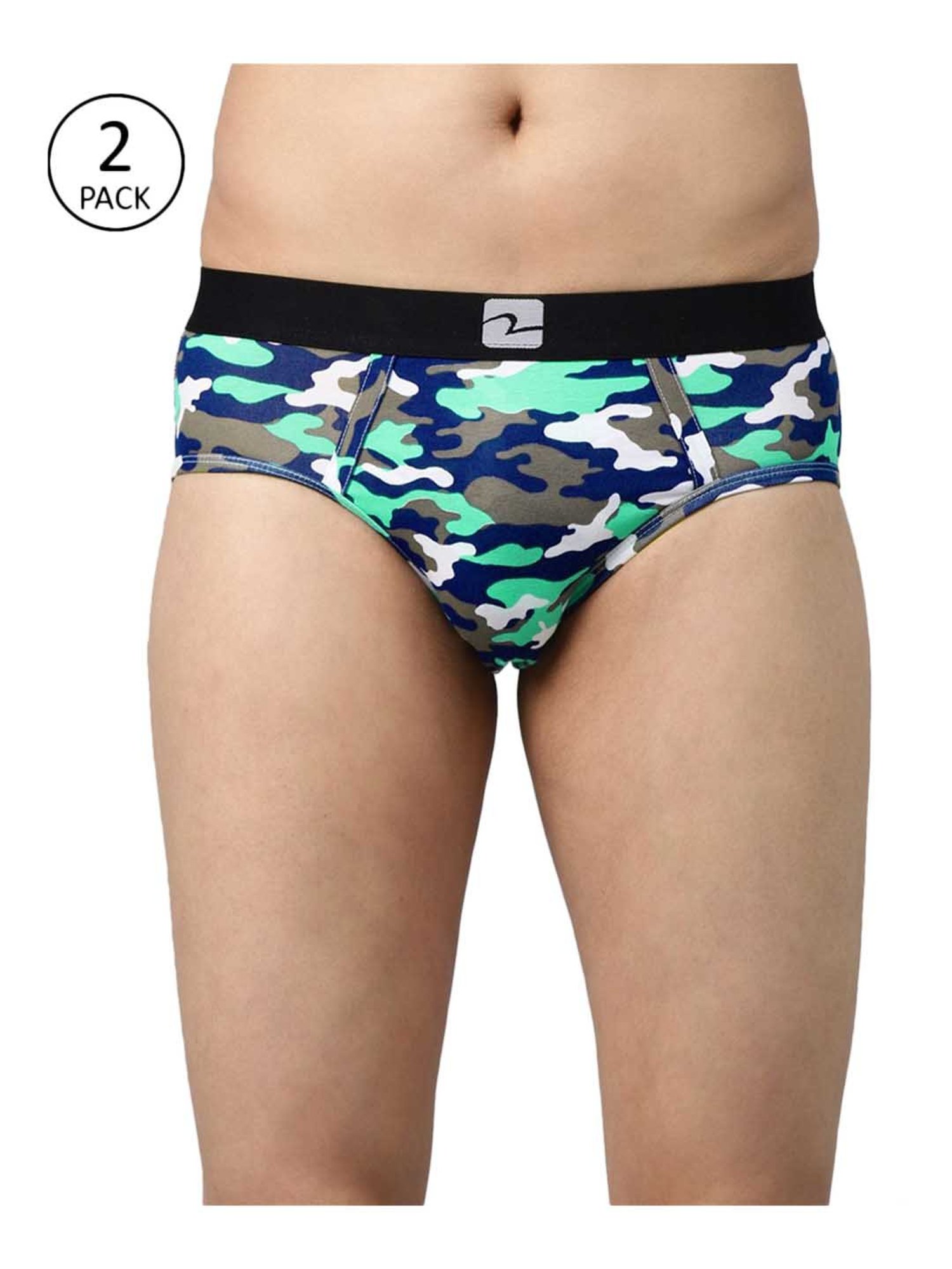 UnderJeans by Spykar Blue Regular Fit Briefs (Pack of 2)