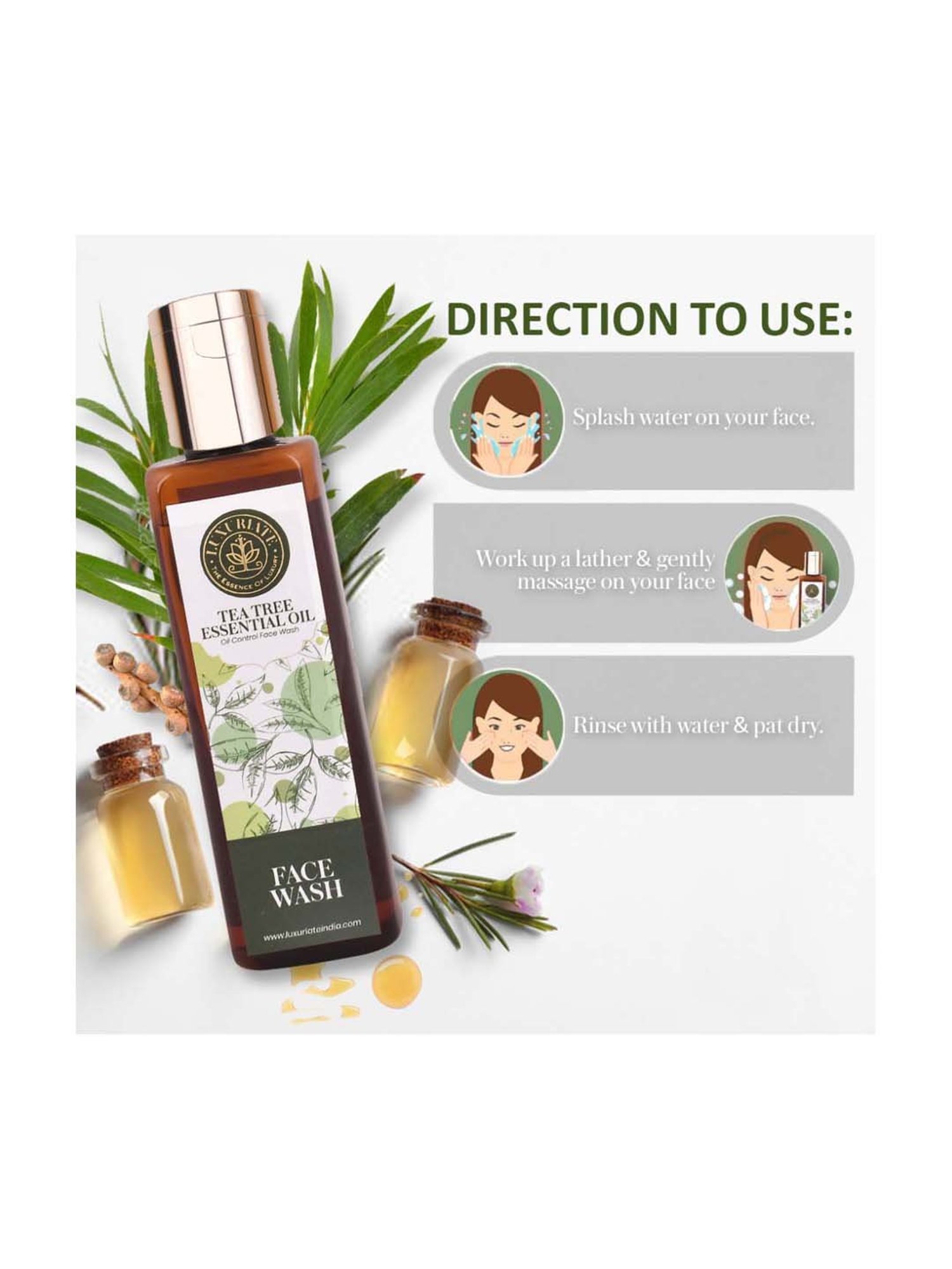 Luxuriate Natural Herbal Tea Tree Face Wash - 100 ml