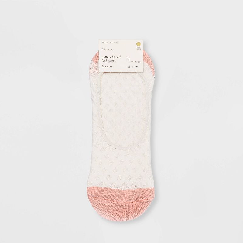 Women's 3pk Liner Socks - A New Day™ Cream 4-10