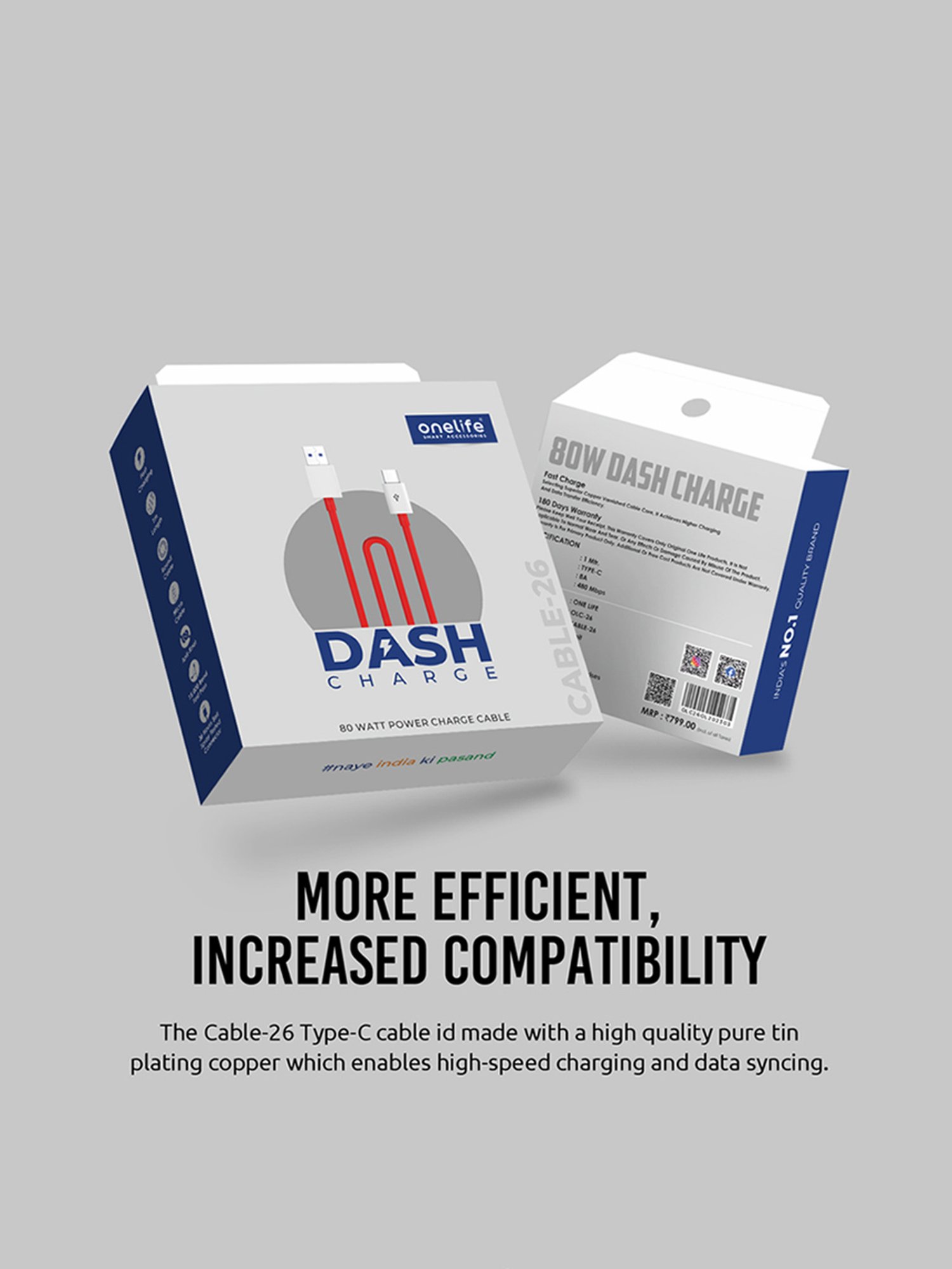 Onelife Cable 26 C -Type 8A 80W (Red)