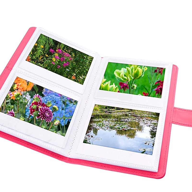 Wallet PU Leather Photo Album Compatible for Fujifilm Instax Wide 300 Camera Polaroid POP POP 20 Originals OneStep 2 OneStep+ Printer Film Pink