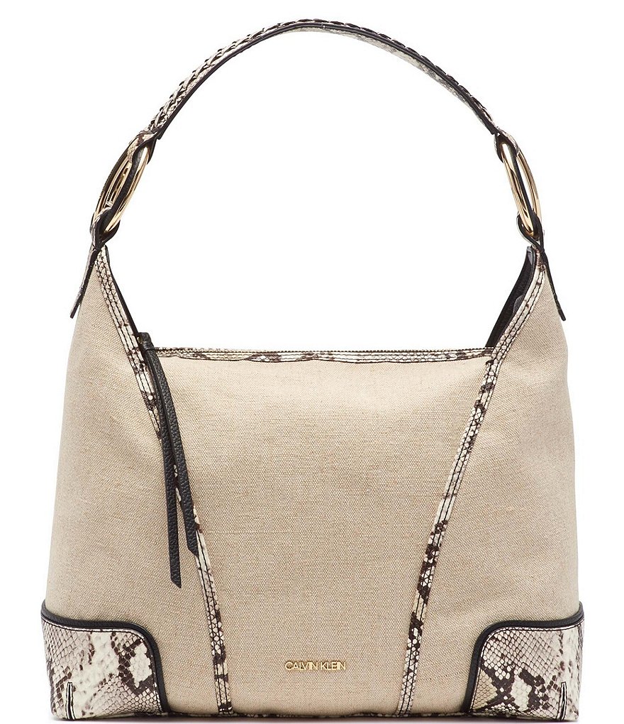 Calvin Klein Ivy Linen Python Hobo Bag