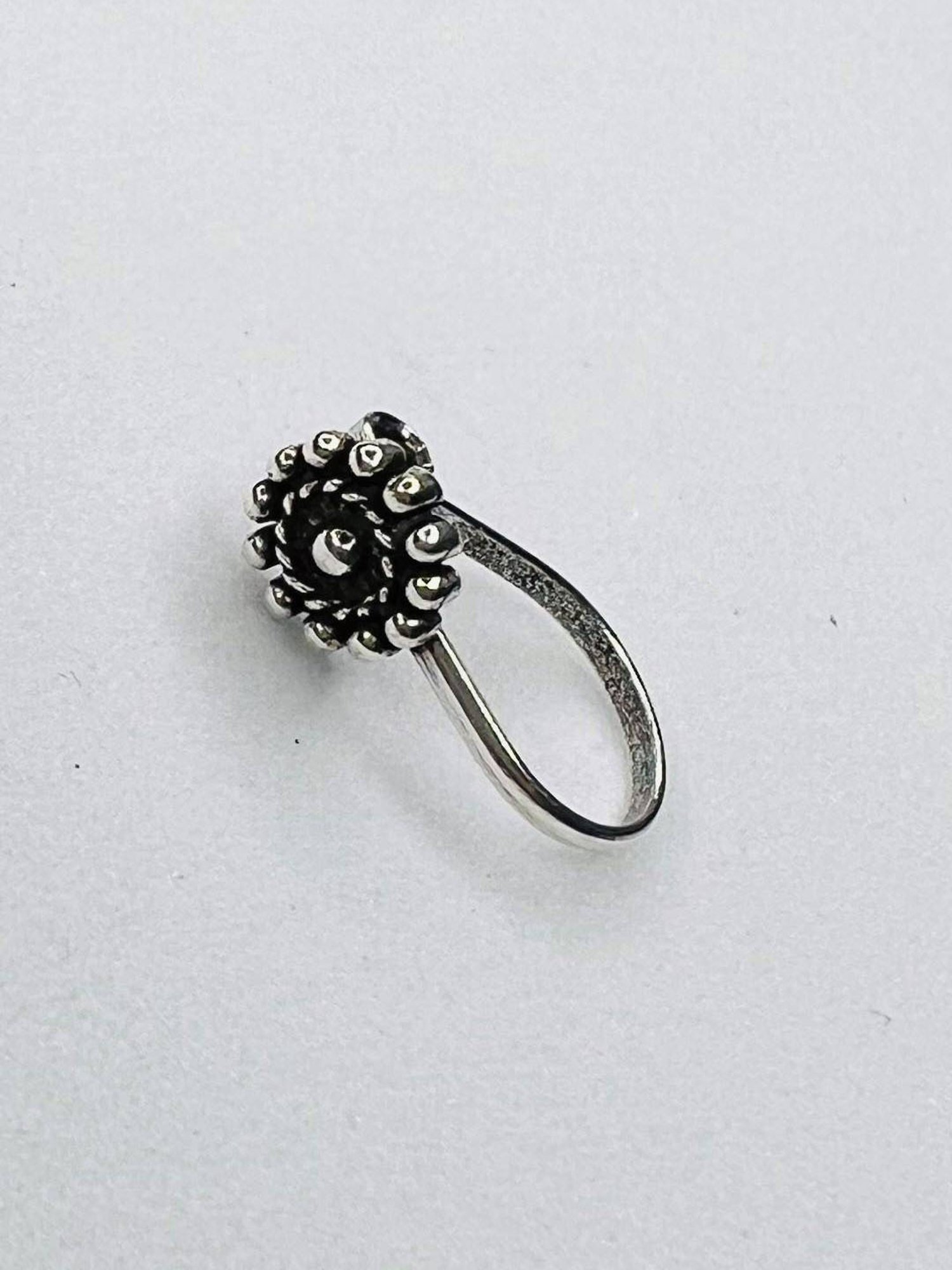 Arte Jewels 925 Sterling Silver Oxidized Round-shape Clip on Nosepin for Women & Girls