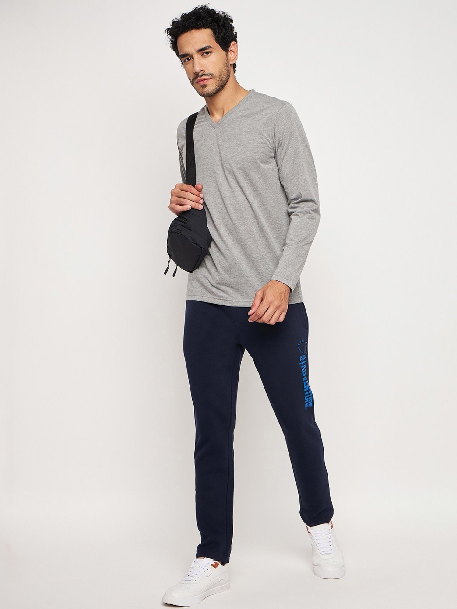 Club York Navy Regular Fit Printed Trackpants