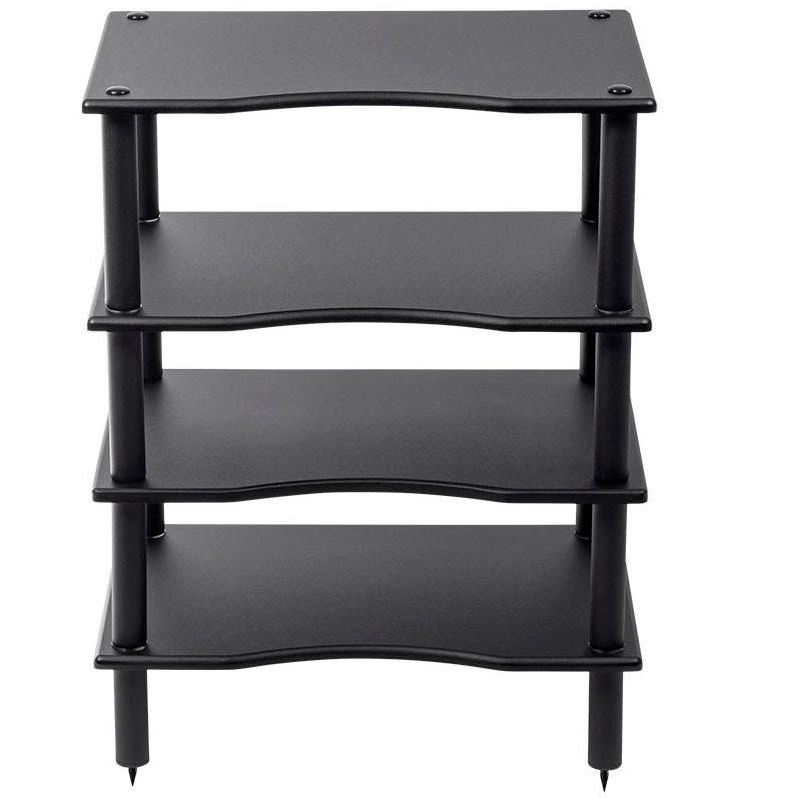 Monolith 4 Tier/Shelf Audio Stand - Black | Open Air Storage, Modular Design, Sturdy, Compatible With Bose, Polk, Sony, Yamaha, Pioneer and others