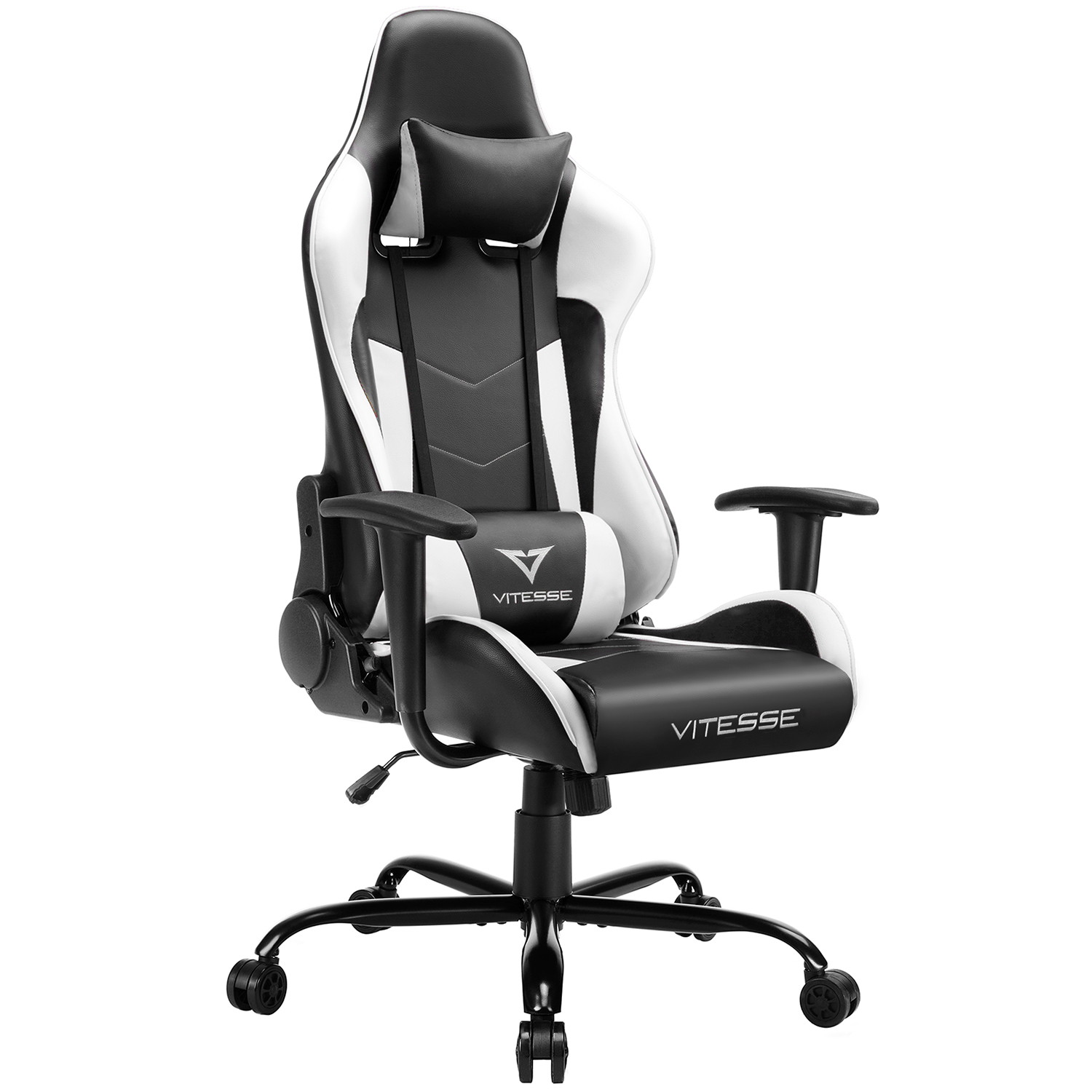 Vitesse Gaming Office Chair with Carbon Fiber Design, High Back Racing Style Seat, Swivel, Lumbar Support and Headrest(Red)