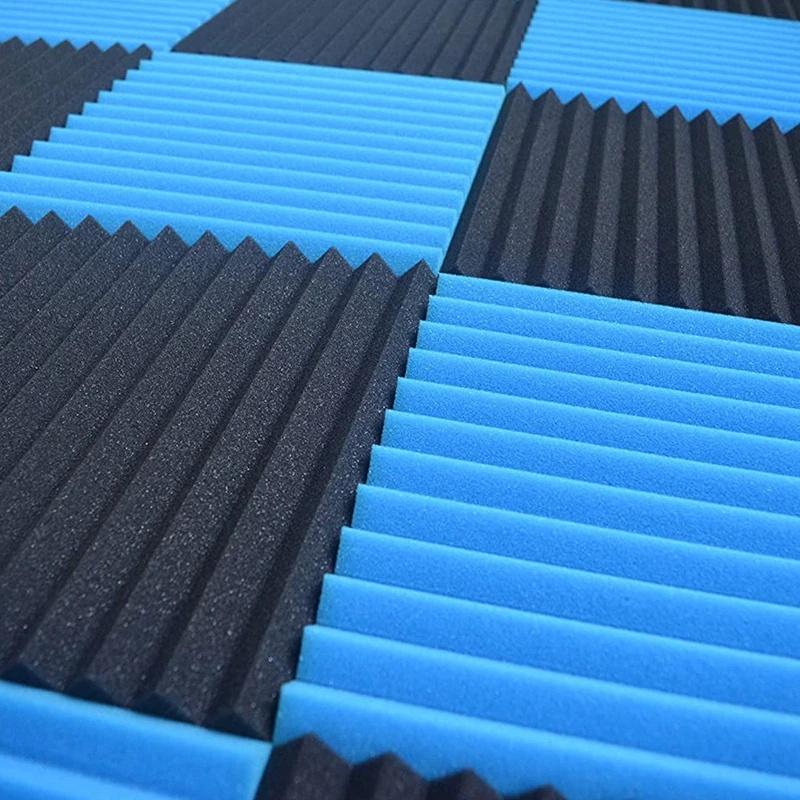 24 Pcs Acoustic Panels,Soundproofing Foam,Acoustic Tiles for Studio,Foam Sound Wedges 2.5 x 30 x 30cm,Blue&Black