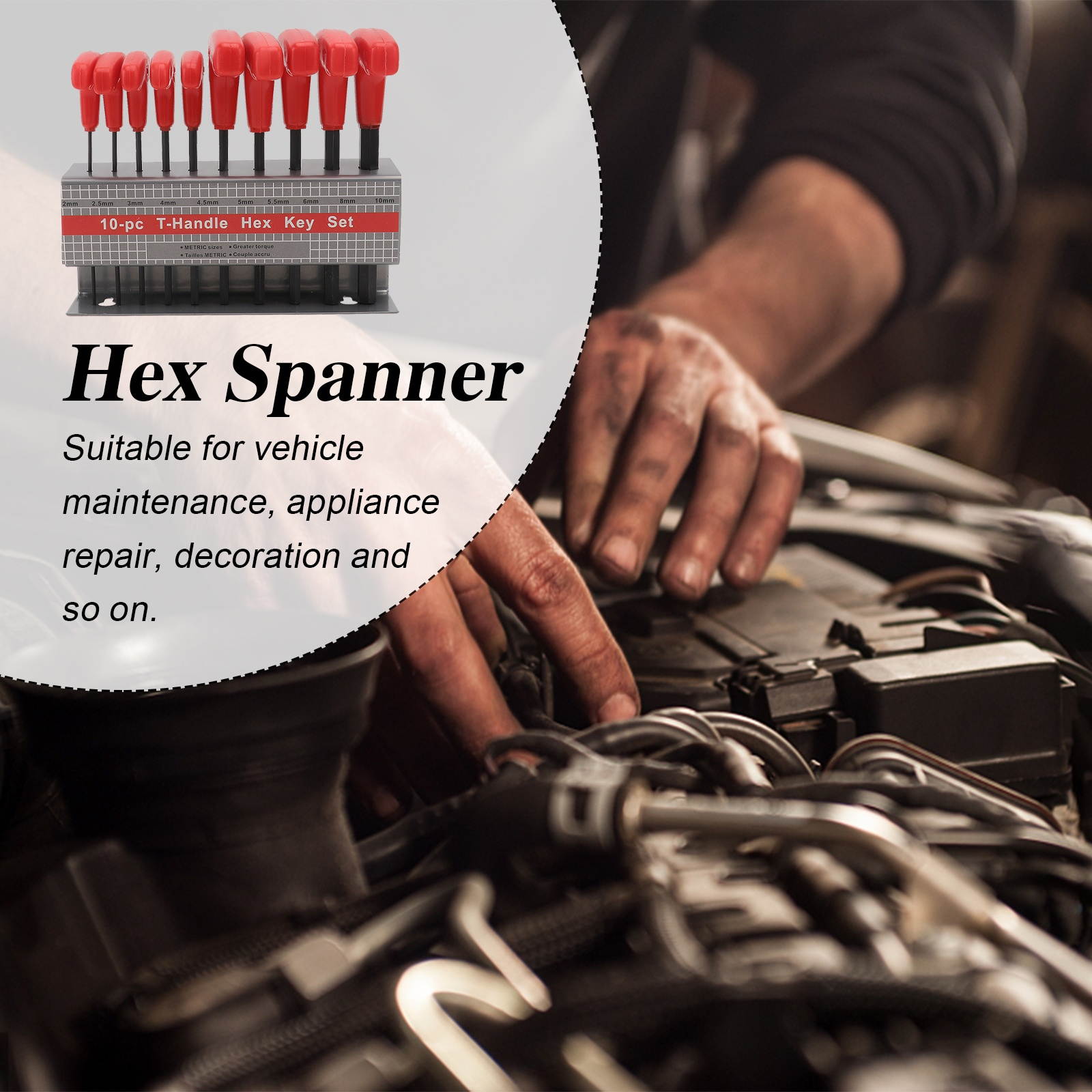 1 Set Hex Wrench Fine Durable Good Useful Hex Spanner Hand Tools T-Type Hex Wrench T-handle Hex Key Set