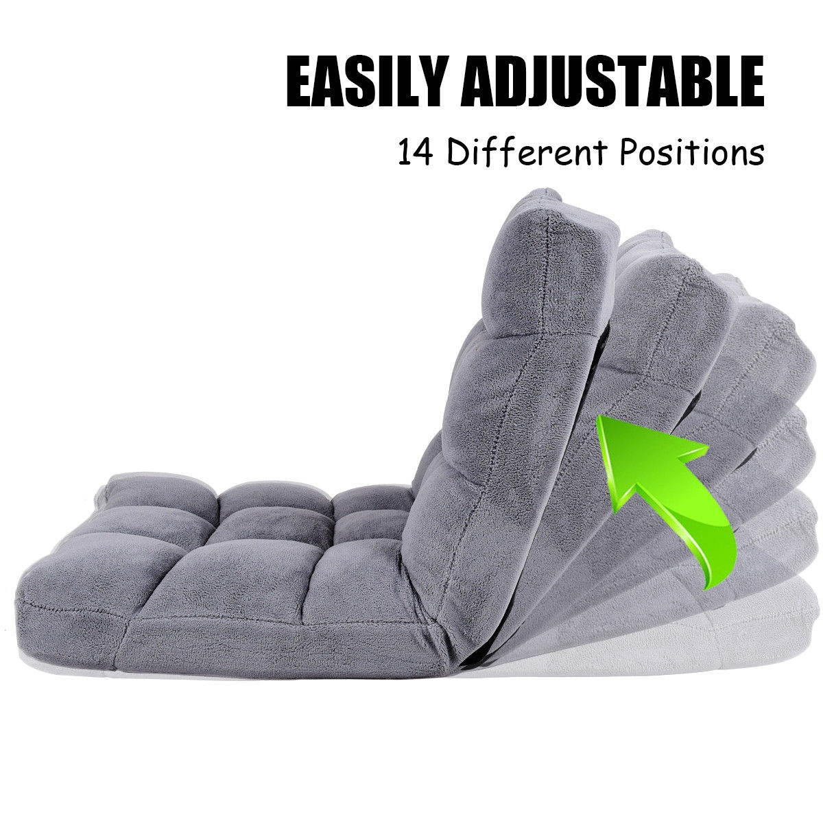 Adjustable 14-Position Floor Chair Folding Gaming Sofa Chair Cushioned Purple