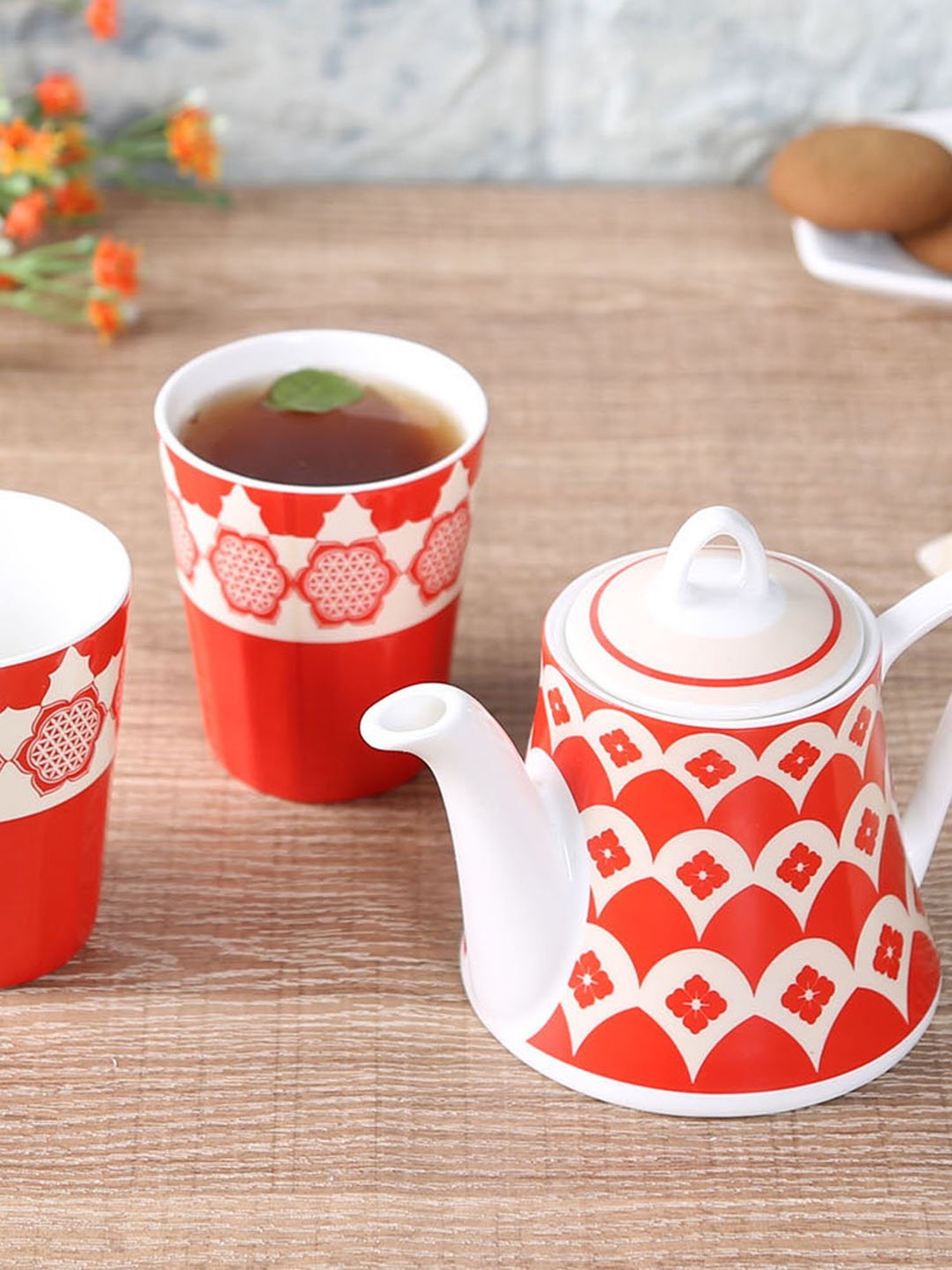 India Circus Multicolor Ceramic Tea Pot Set