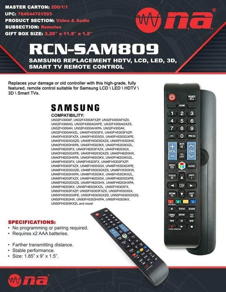 Universal Remote Control for Samsung-TV-Remote All Samsung LCD LED HDTV Smart TVs Models No Programming Or Pairing Required Easy to use, and Built to Last.