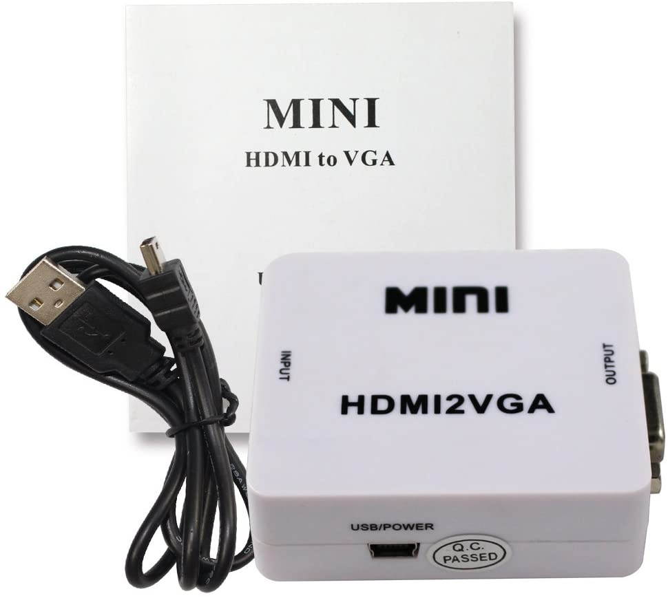 Mini HDMI to VGA Converter with Audio HDMI2VGA 1080P Adapter Connector for PC Laptop to HDTV Projector