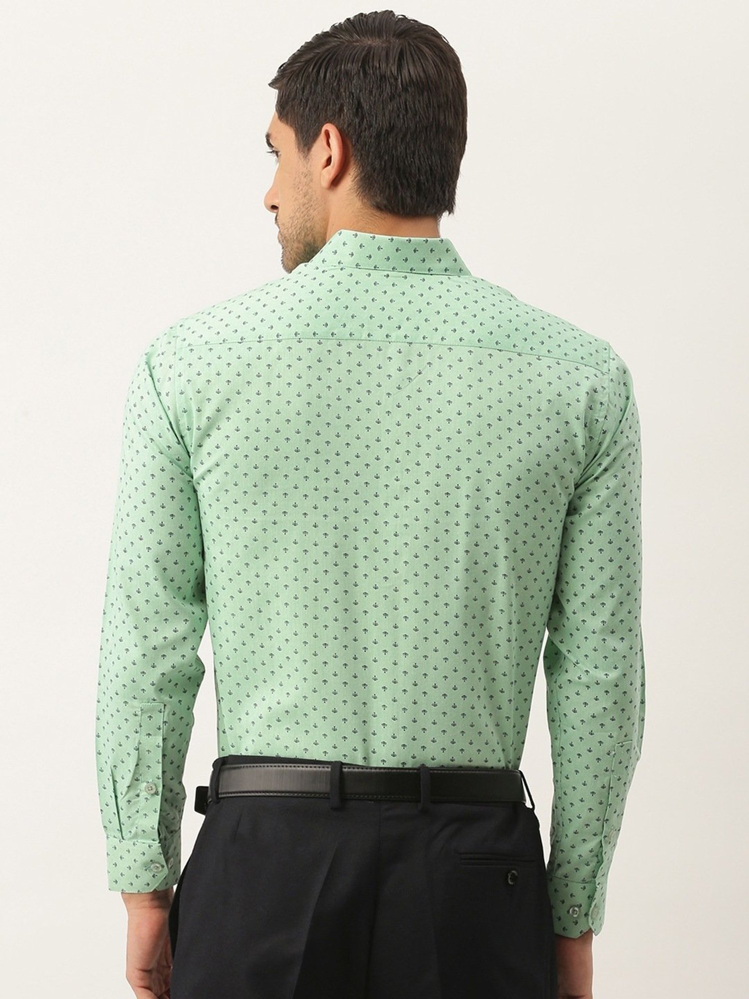 Sojanya Green Cotton Regular Fit Printed Shirt