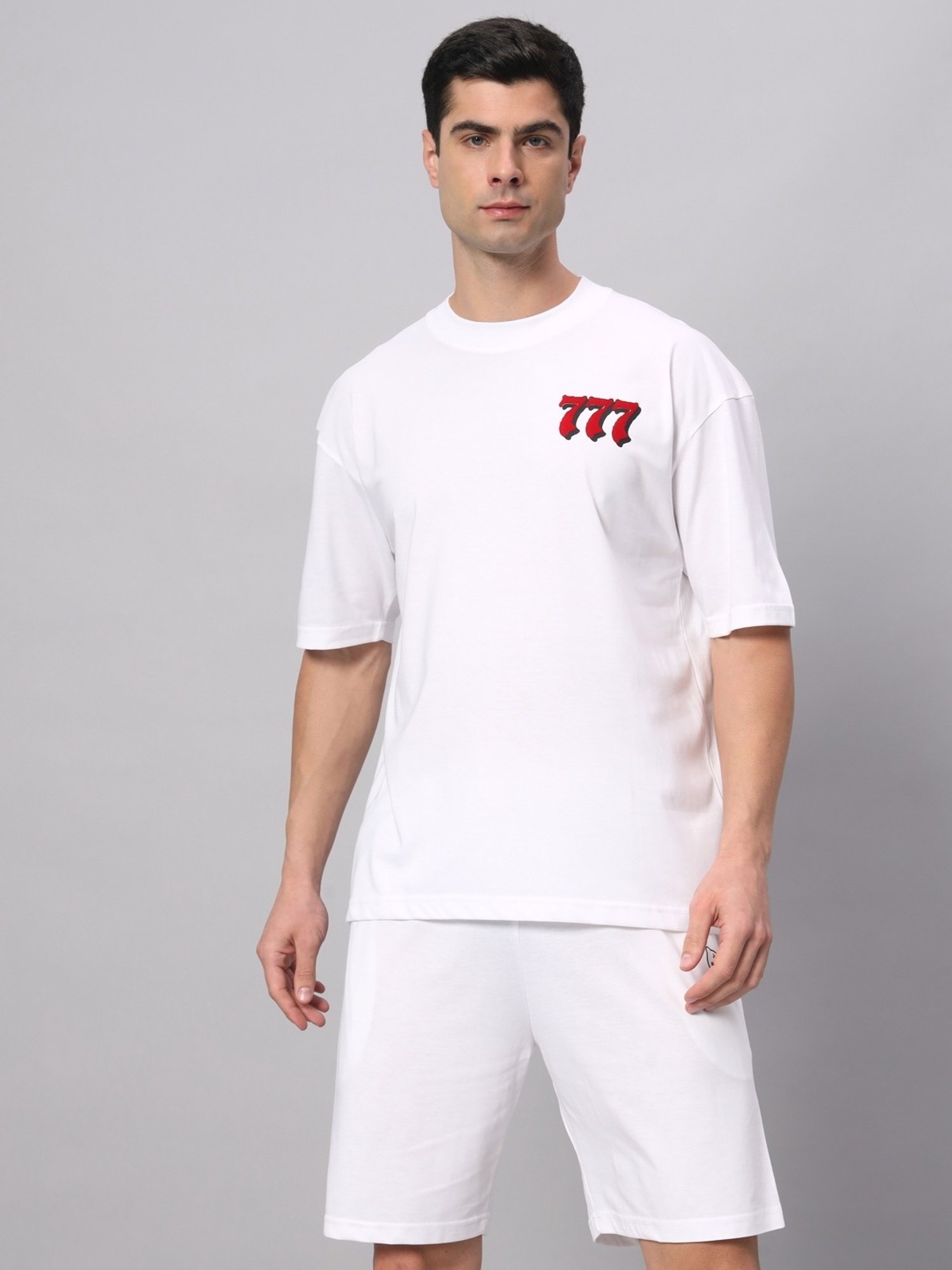 Griffel White Cotton Loose Fit Printed Co-Ord Set