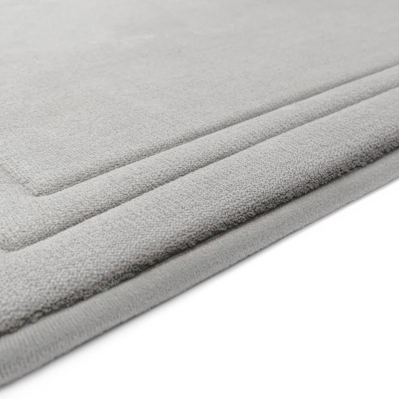 2pc Quick Drying Memory Foam Framed Bath Mat with GripTex Skid-Resistant Base Light Gray - Microdry