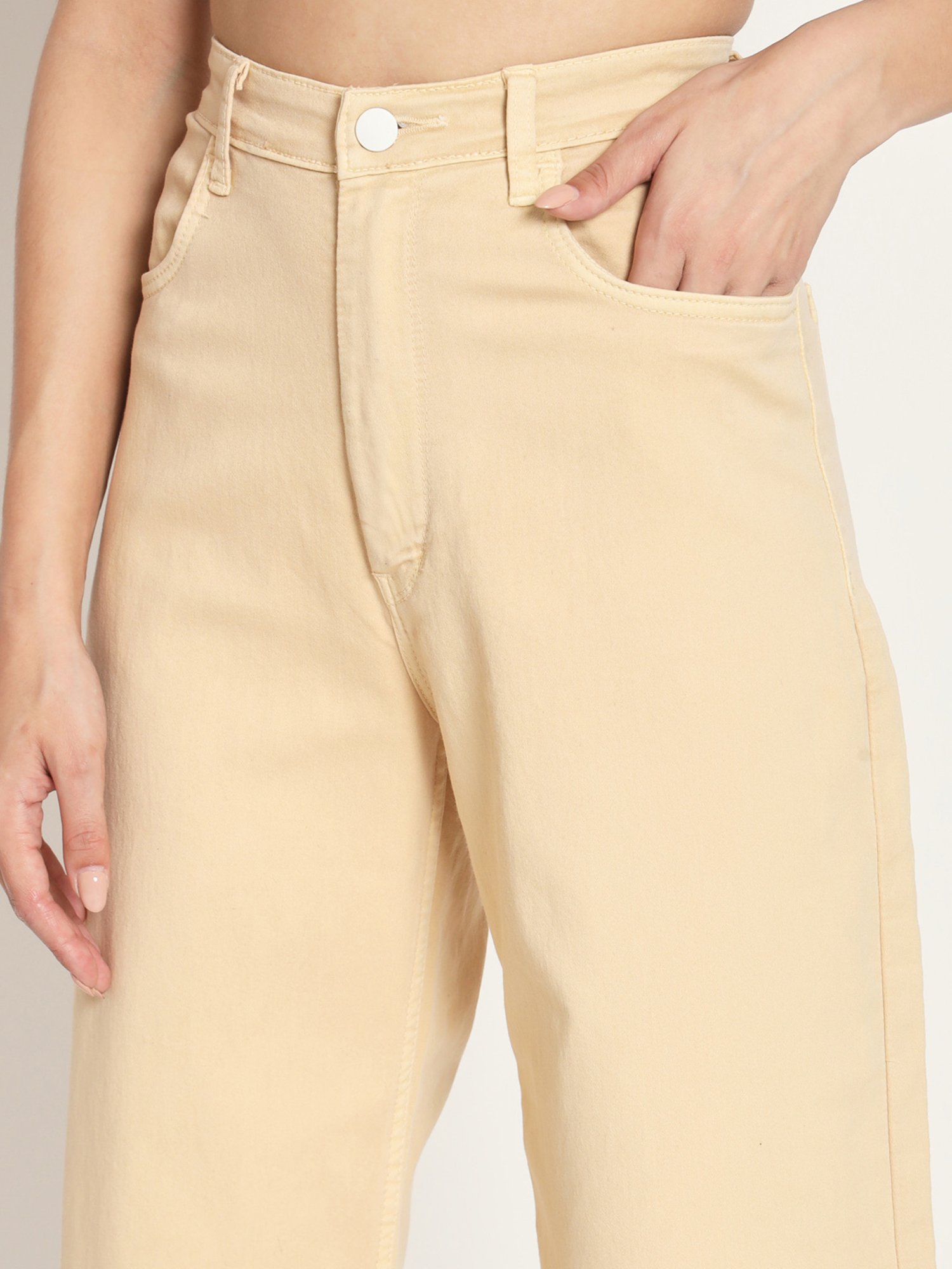 Angelfab Yellow Cotton Relaxed Fit High Rise Jeans