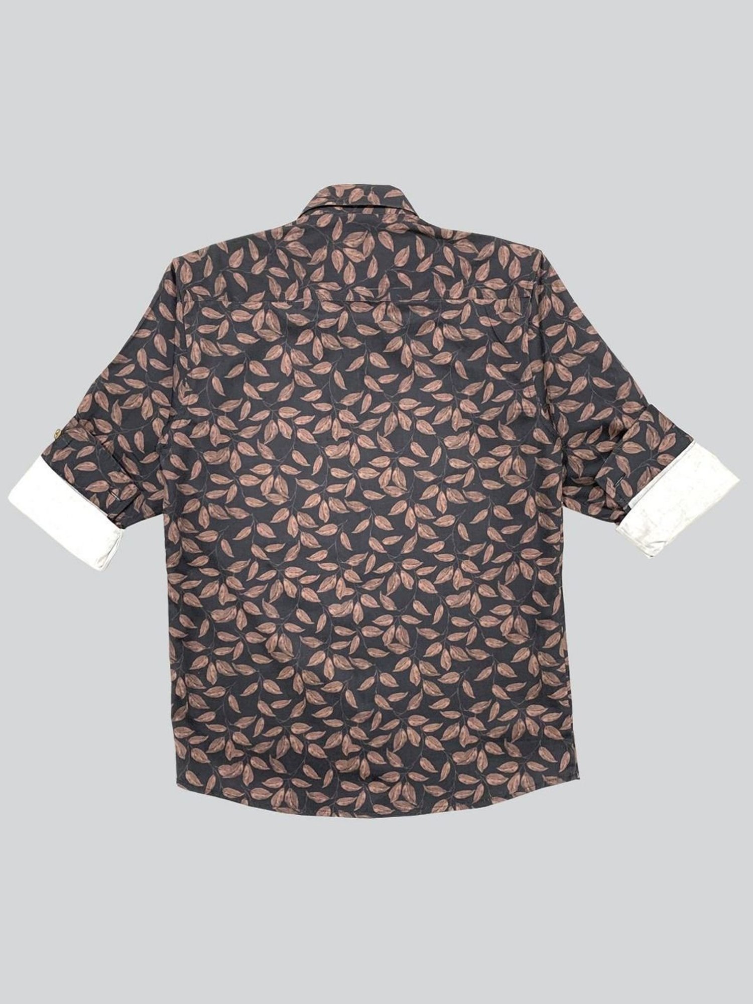 Cavio Boys Coffee Brown Cotton Printed Full Sleeves Shirt