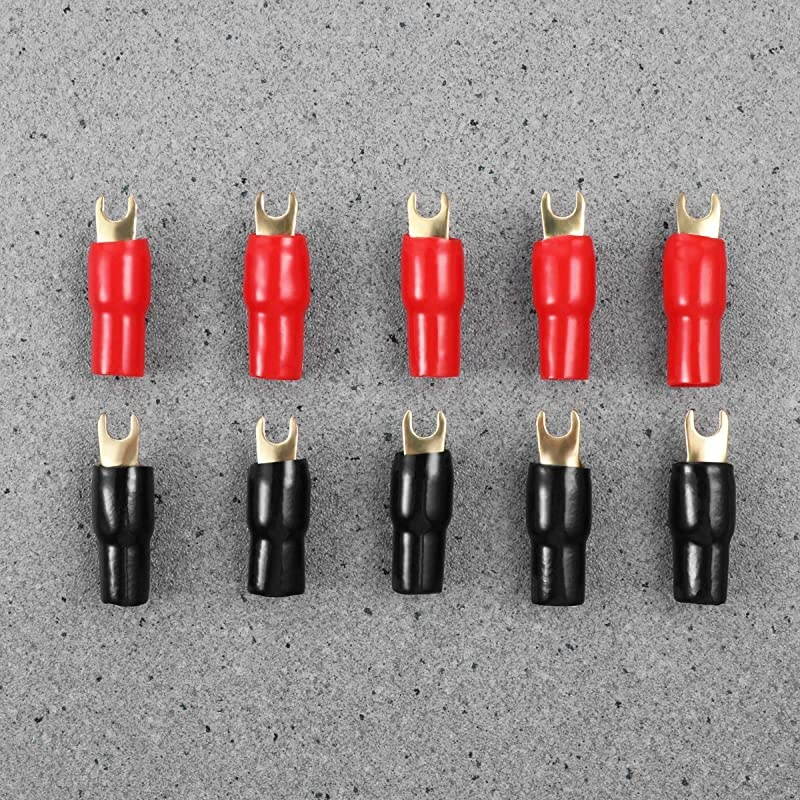 5 Pairs 4 Gauge Strip Spade Terminal Spade Fork Adapters for Speaker Wire Cable